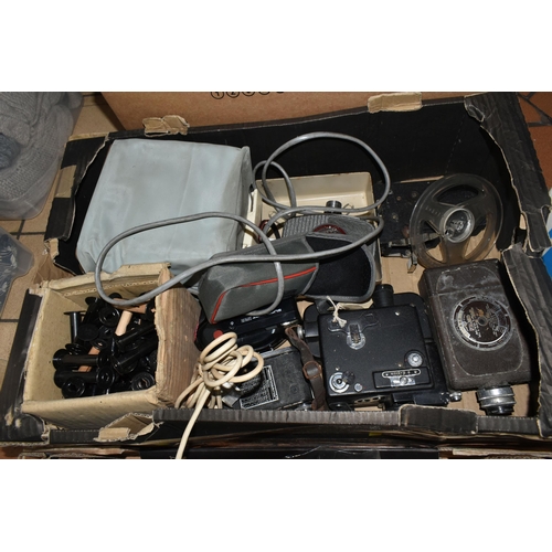 549 - THREE BOXES OF MISCELLANEOUS SUNDRIES, to include a large vintage Roberts portable radio type CR- se... 