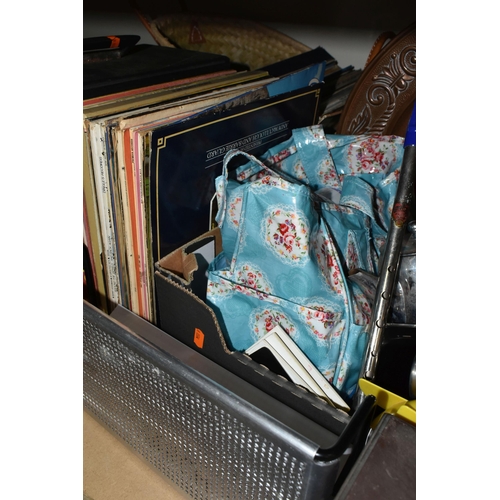 564 - TWO BOXES AND LOOSE ASSORTED SUNDRY ITEMS ETC, to include an Akai AP-A100 turntable - untested, two ... 