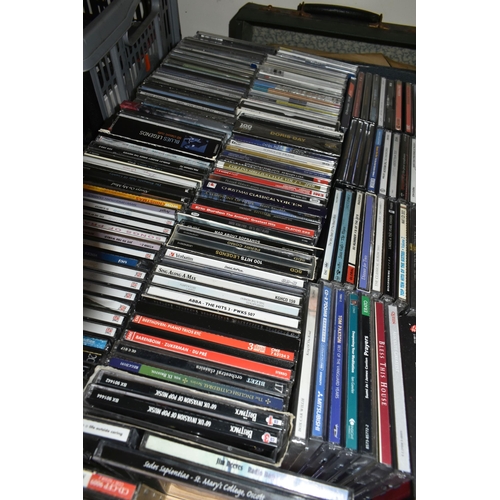 569 - TEN BOXES OF CDS, DVDS, LPS & SINGLE RECORDS containing several hundred CDs, categories include, pop... 