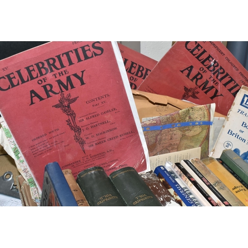 576 - ONE BOX OF BOOKS, MAPS & MAGAZINES to include titles on the Boer War, these include two volumes of C... 