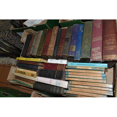 598 - TWO BOXES OF BOOKS, over fifty mainly antiquarian and vintage titles, including eleven vintage Pelic... 