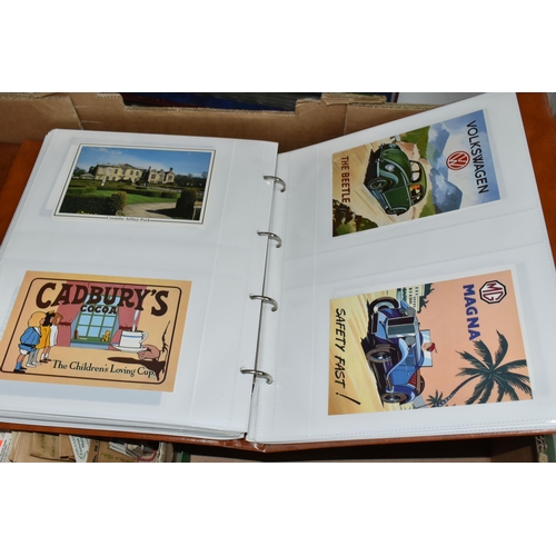 606 - ONE BOX OF EPHEMERA containing an album of 100 modern postcards including 'forever friends' transpor... 