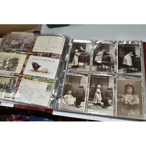 607 - TWO ALBUMS OF POSTCARDS containing approximately 800, mostly early 20th century postcards (with exce... 