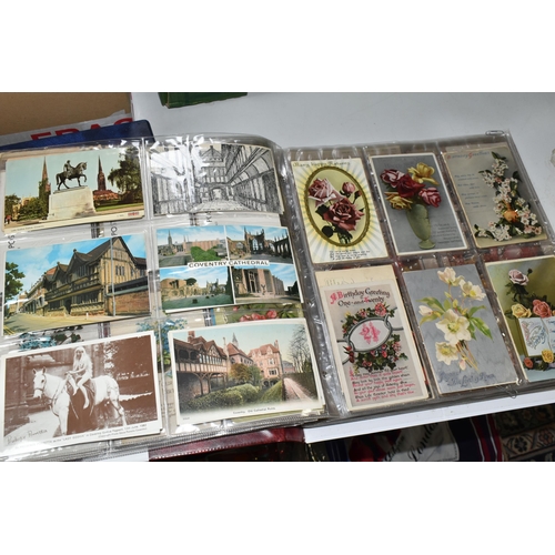 607 - TWO ALBUMS OF POSTCARDS containing approximately 800, mostly early 20th century postcards (with exce... 