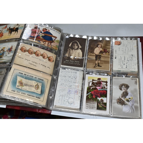 607 - TWO ALBUMS OF POSTCARDS containing approximately 800, mostly early 20th century postcards (with exce... 