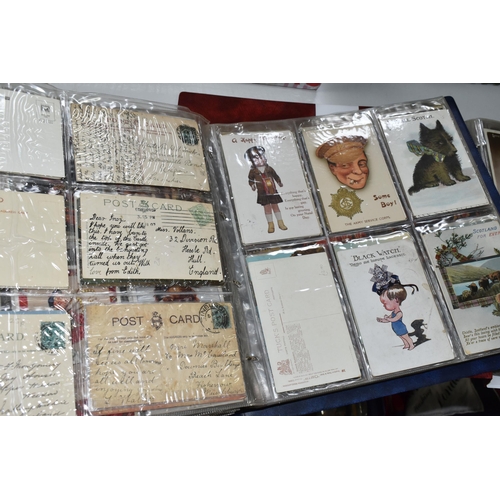 607 - TWO ALBUMS OF POSTCARDS containing approximately 800, mostly early 20th century postcards (with exce... 