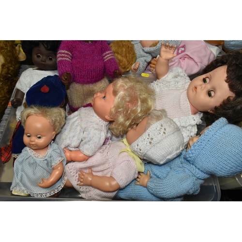 612 - THREE BOXES OF MISCELLANEOUS DOLLS, approximately thirty dolls ranging from 1960s/1970s and 1980s, a... 