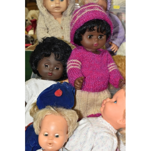 612 - THREE BOXES OF MISCELLANEOUS DOLLS, approximately thirty dolls ranging from 1960s/1970s and 1980s, a... 