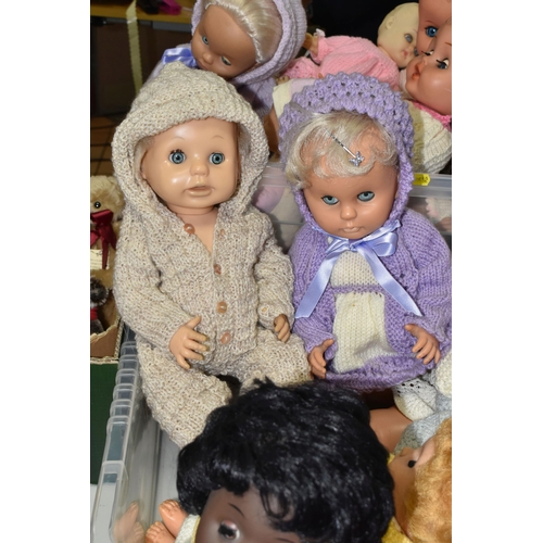 612 - THREE BOXES OF MISCELLANEOUS DOLLS, approximately thirty dolls ranging from 1960s/1970s and 1980s, a... 