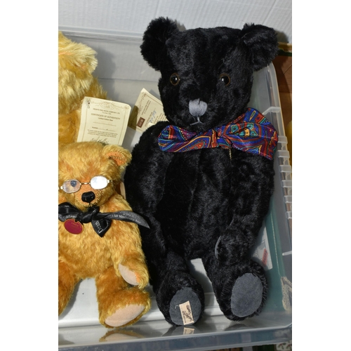 614 - ONE BOX OF FIVE DEAN'S RAG BOOK COMPANY LTD. BEARS, to include a black growling 'Oscar' 235/500 with... 