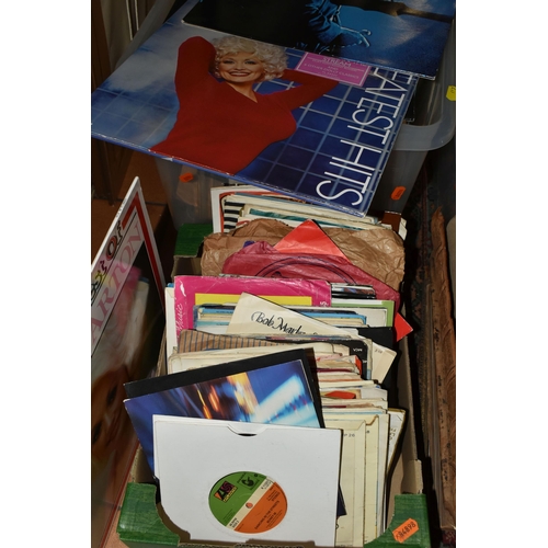 617 - TWO BOXES OF LP AND SINGLE RECORDS, to include approximately one hundred single records, artists inc... 