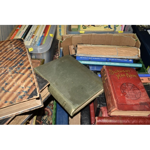 618 - FOUR BOXES OF ASSORTED BOOKS AND CHILDREN'S ANNUALS, to include twenty one 'Blue Peter' annuals, ele... 