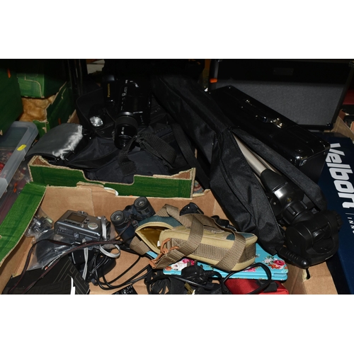 619 - TWO BOXES OF ELECTRICAL SUNDRIES, to include a Canon card photo printer CP-100 with soft case and in... 