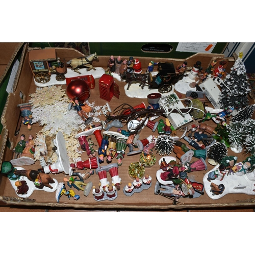 623 - NINE BOXES OF CHRISTMAS DECORATIONS, to include a large quantity of baubles, ribbons, packs of paper... 