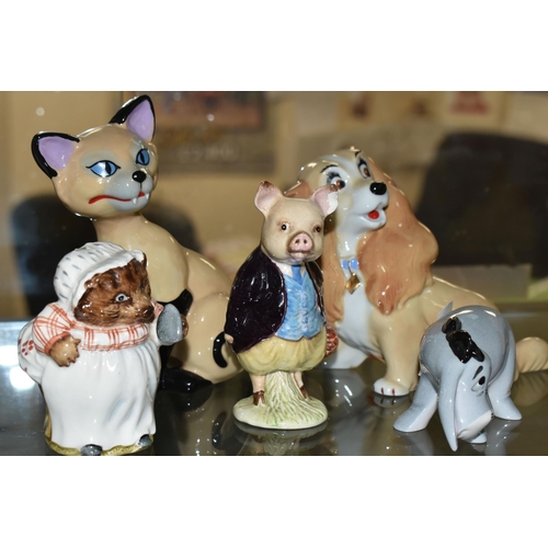 629 - SIX WADE AND BESWICK FILM AND STORYBOOK CHARACTERS, comprising Wade Blow Ups 'Lady' and 'Si', talles... 