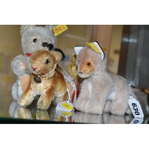 630 - FOUR SMALL STEIFF BEARS AND ANIMALS, comprising a small Original cream mohair teddy bear, 0203/18, p... 