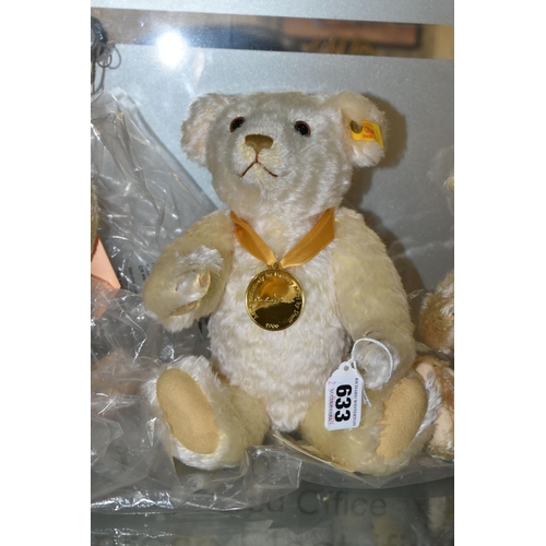 633 - THREE STEIFF DANBURY MINT COMMEMORATIVE TEDDY BEARS, comprising two Royal Wedding of William & Cathe... 