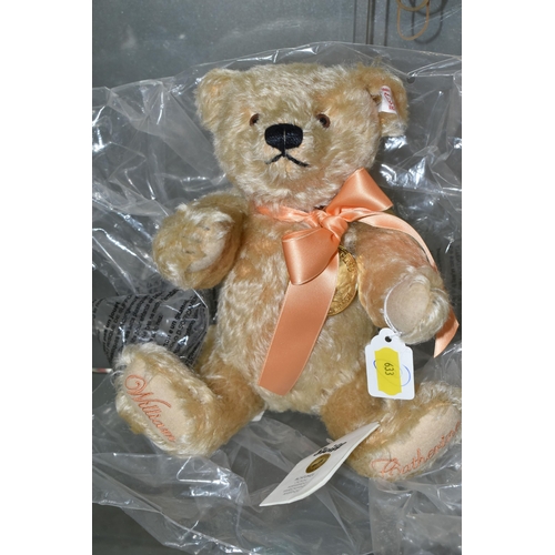 633 - THREE STEIFF DANBURY MINT COMMEMORATIVE TEDDY BEARS, comprising two Royal Wedding of William & Cathe... 