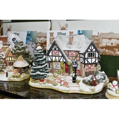 634 - FOUR BOXED LILLIPUT LANE ILLUMINATED COTTAGES COLLECTION SNOW COTTAGES, comprising 'Christmas Shoppi... 