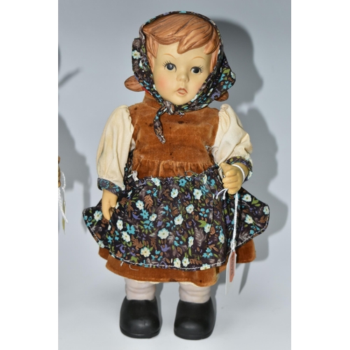 635 - A NORAH WELLINGS SAILOR DOLL, ANOTHER SIMILAR AND TWO LATE 20TH CENTURY HUMMEL STYLE DOLLS, the Nora... 