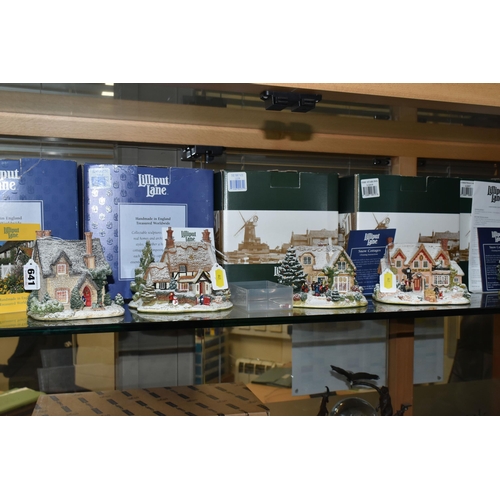 641 - EIGHT BOXED LILLIPUT LANE CHRISTMAS SPECIAL SNOW COTTAGES, comprising 1997 'Christmas Party' L2060 (... 