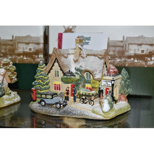 641 - EIGHT BOXED LILLIPUT LANE CHRISTMAS SPECIAL SNOW COTTAGES, comprising 1997 'Christmas Party' L2060 (... 