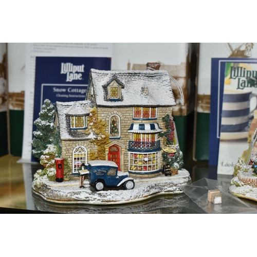 641 - EIGHT BOXED LILLIPUT LANE CHRISTMAS SPECIAL SNOW COTTAGES, comprising 1997 'Christmas Party' L2060 (... 