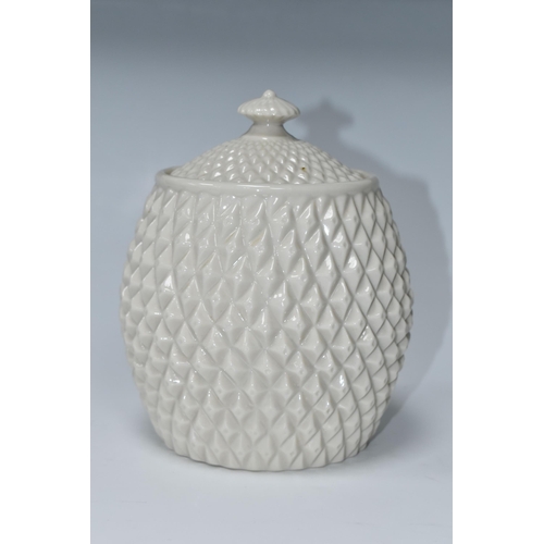 648 - A BELLEEK STORAGE JAR IN THE FORM OF A PINEAPPLE, black second period mark for 1891-1926, approximat... 