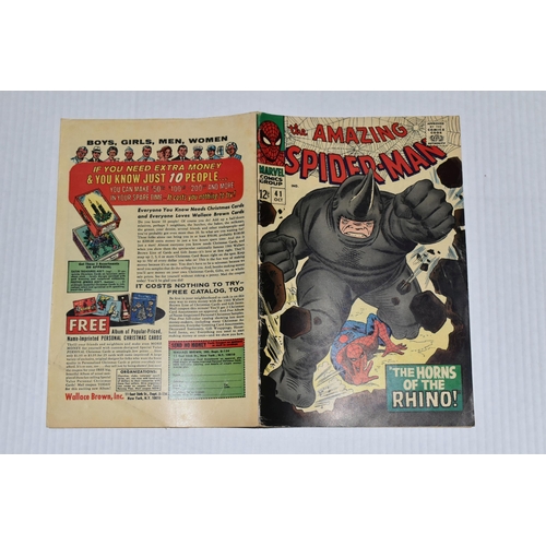 650 - AMAZING SPIDER-MAN NO. 41 MARVEL COMIC, first appearance of Rhino, comic shows signs of wear, and th... 