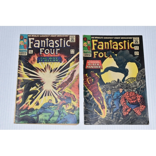 664 - FANTASTIC FOUR NOS. 52 & 53 MARVEL COMICS, first appearance of Black Panther, comics show signs of w... 