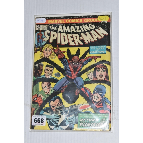 668 - AMAZING SPIDER-MAN No. 135, second appearance of The Punisher, front cover has some minor creases th... 