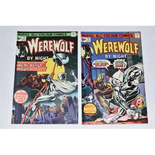 683 - WEREWOLF BY NIGHT NOS. 32 & 33 MARVEL COMICS, first appearance of Moon Knight, comics show signs of ... 