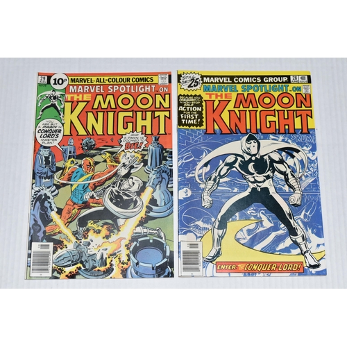 684 - MARVEL SPOTLIGHT NOS. 28 & 29 MARVEL COMICS, first solo Moon Knight comics, comics show signs of wea... 