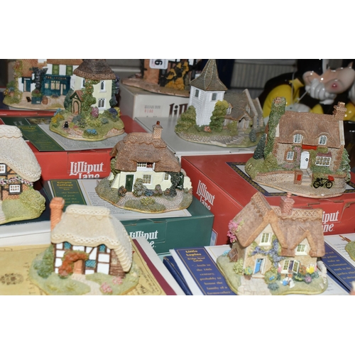 496 - THIRTY FIVE LILLIPUT LANE SCULPTURES FROM THE SOUTH EAST AND SOUTH WEST, mostly boxed and some deeds... 