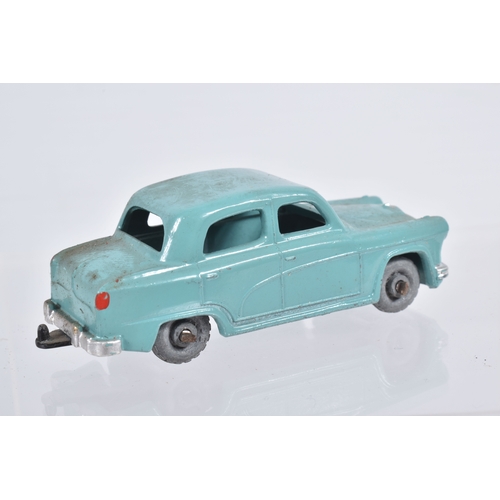 77 - SEVEN BOXED MOKO LESNEY MATCHBOX SERIES BRITISH CARS, Ford Anglia, No.7, grey plastic wheels, Austin... 