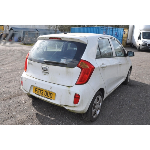 1001 - A 2013 KIA PICANTO 5 DOOR HATCHBACK in white, first registered 23/03/2013 under number FE13 OUO, 998... 