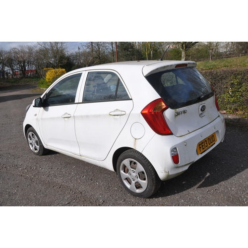 1001 - A 2013 KIA PICANTO 5 DOOR HATCHBACK in white, first registered 23/03/2013 under number FE13 OUO, 998... 