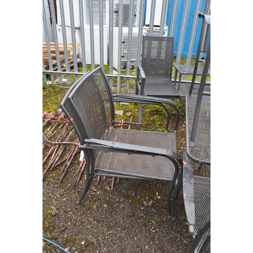 1016 - A MODERN STEEL GARDEN TABLE with six matching chair and cushions ( stored inside) table width 145cm ... 