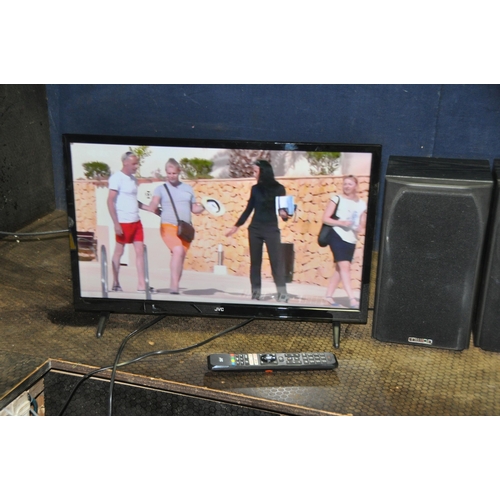 1061 - A JVC 24in TV WITH REMOTE, a pair of Mission Hi Fi speakers and a Bush mini Hi Fi with remote and ma... 