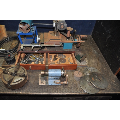 1072 - A BESPOKE CLOCKMAKERS COG CUTTER (PAT pass and working) with spare clocking discs, a manual surfacer... 