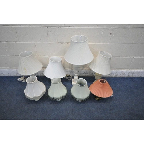 1330 - A VARIETY OF TABLE LAMPS, to include a large alabaster table lamp, six other marble/alabaster table ... 