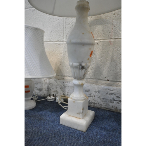 1330 - A VARIETY OF TABLE LAMPS, to include a large alabaster table lamp, six other marble/alabaster table ... 