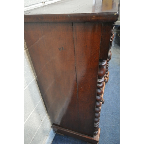 1333 - A VICTORIAN MAHOGANY SCOTCH CHEST OF FOUR DRAWERS, with floral and barley twist details, width 115cm... 