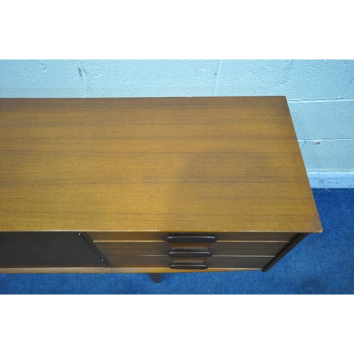 1334 - A MID CENTURY JENTIQUE TEAK SIDEBOARD, with three drawers, two cupboard doors and a fall front door,... 