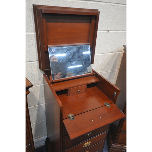 1347 - A PAIR OF STAG MAHOGANY CHESTS OF FIVE DRAWERS, width 82cm x depth 46cm x height 116cm, along with a... 