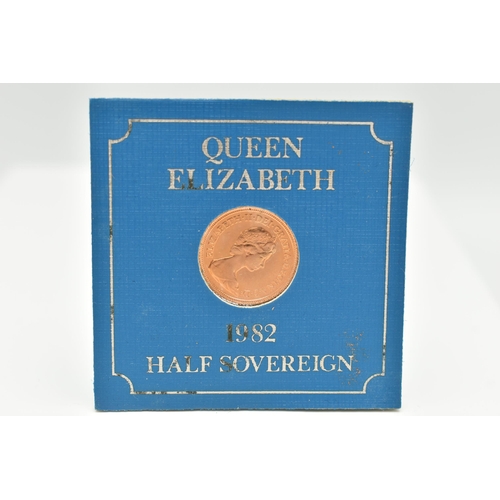 20 - A QUEEN ELIZABETH II 1982 GOLD HALF SOVEREIGN COIN CARDED, By Barclays Bank