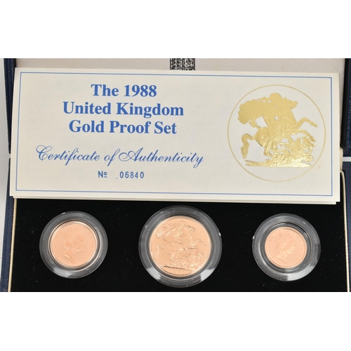 23 - A ROYAL MINT 1988 GOLD PROOF SET OF COINS, to include Gold Proof £2, 15.98 grams, 22ct gold, 28.40mm... 