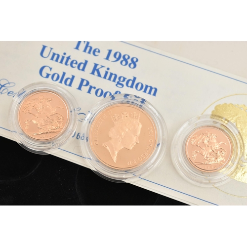 23 - A ROYAL MINT 1988 GOLD PROOF SET OF COINS, to include Gold Proof £2, 15.98 grams, 22ct gold, 28.40mm... 