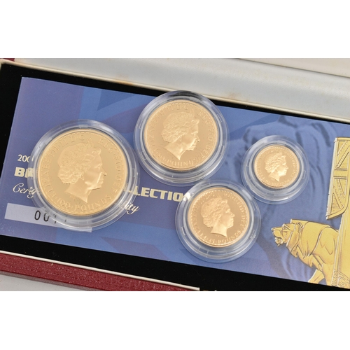 27 - A ROYAL MINT 2001 GOLD PROOF BRITANNIA 4-COIN COLLECTION, One Ounce £100, Half Ounce £50, Quarter Ou... 