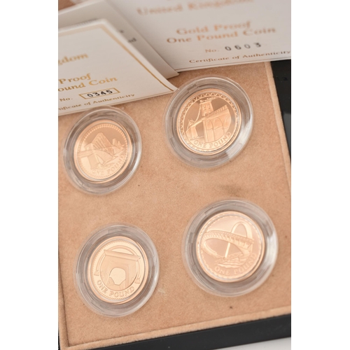 3 - A BOXED ROYAL MINT 2004-2007 ONE POUND PROOF BRIDGES COLLECTION, four capsulated One Pound coins, to... 